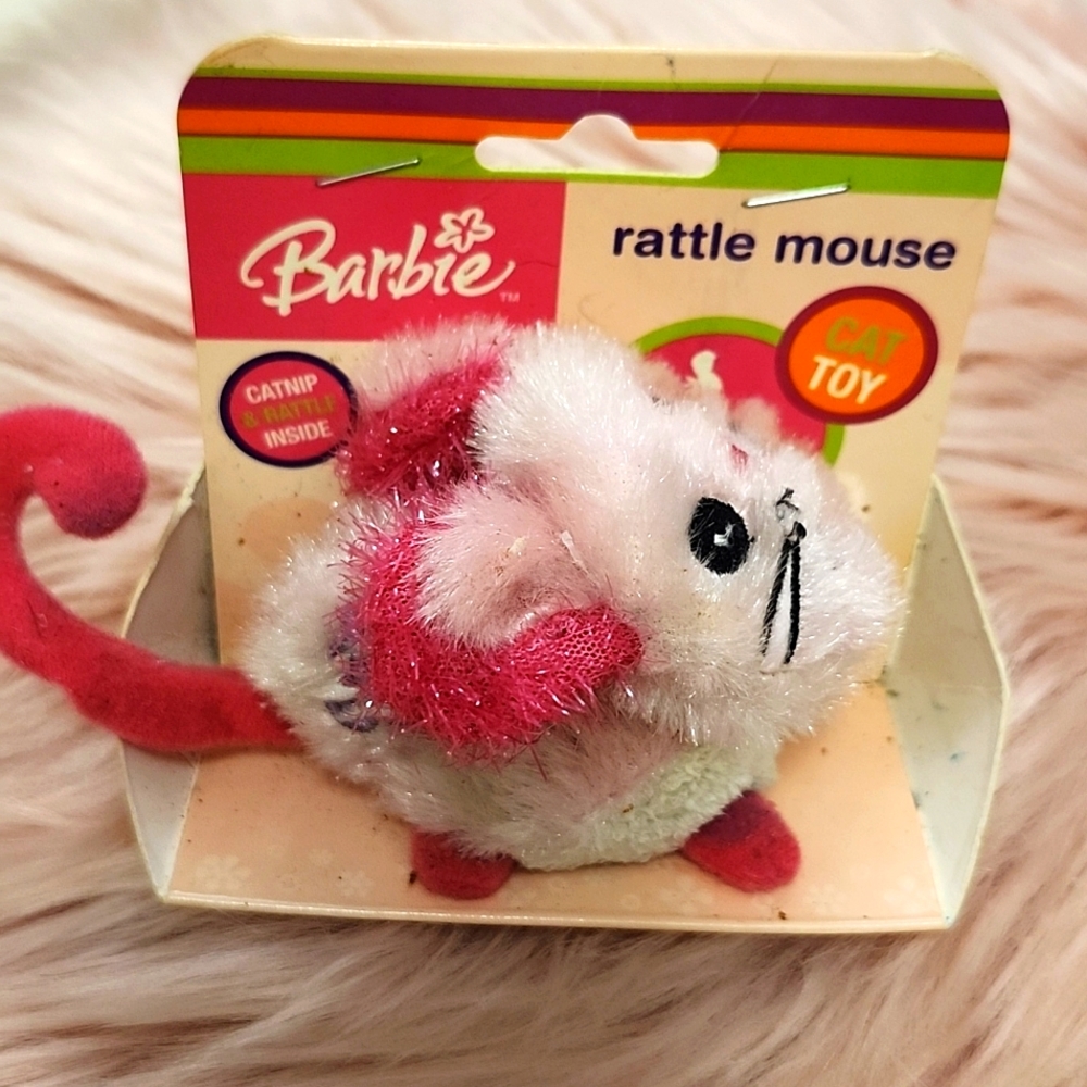 Y2K FIND!! Brand New NANCO BARBIE CATNIP RATTLE MOUSE CAT TOY